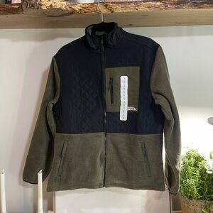 Eddie Bauer Green and Black Mixed Media Fleece Jacket